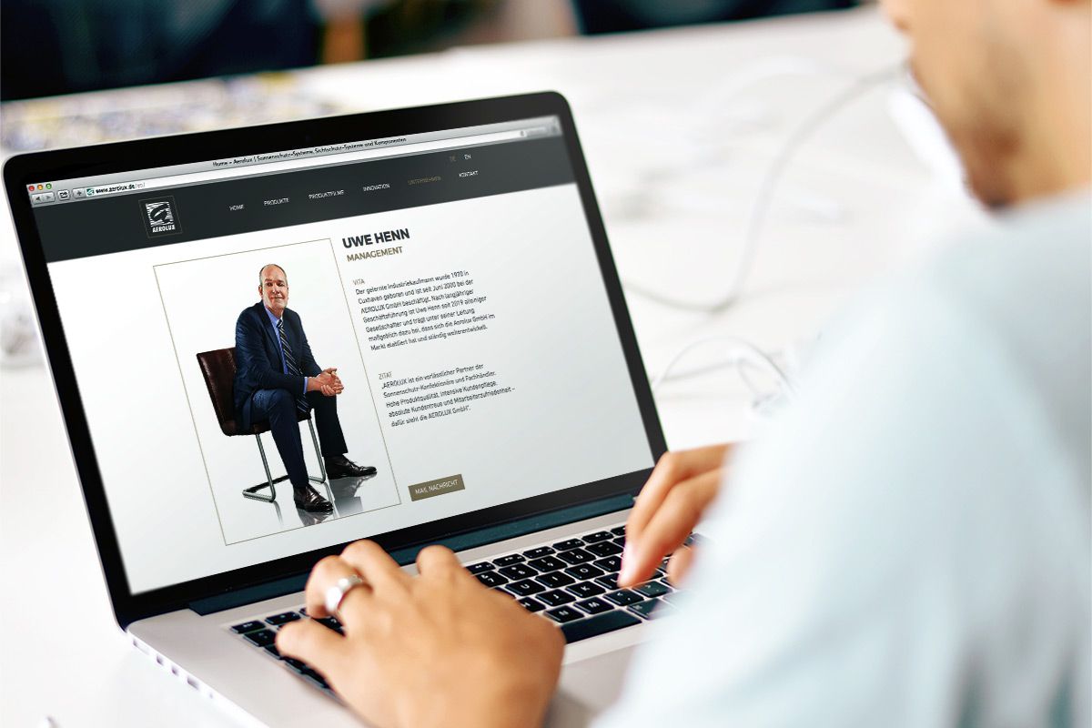 Webdesign für die Homepage von Aerolux GmbH als Referenz der WOA Webdesign-Agentur